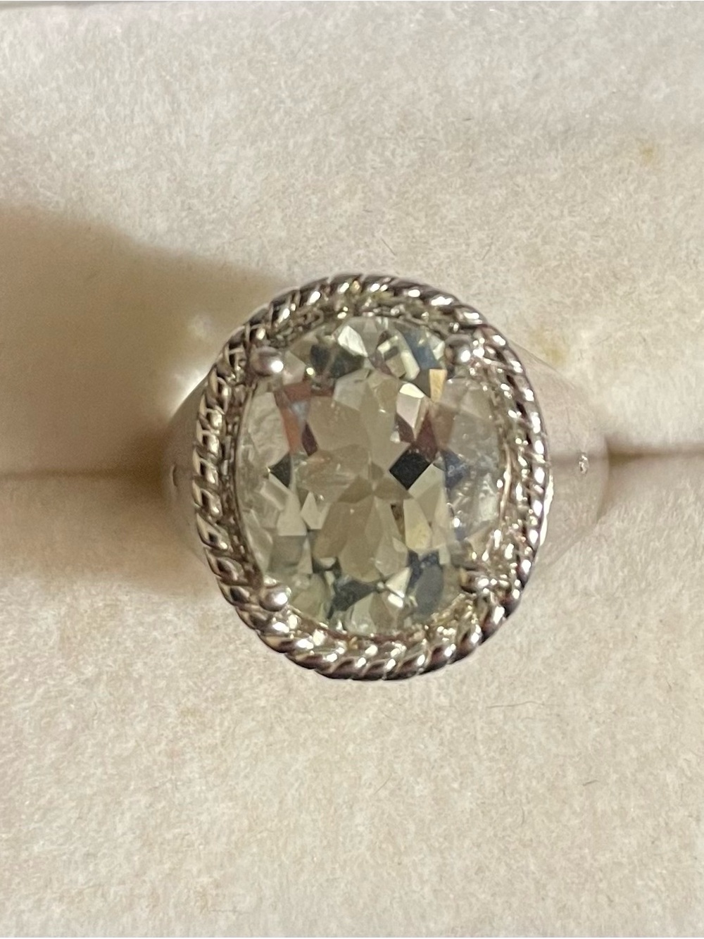 8.60 Carat Oval Cut White Aquamarine Ring